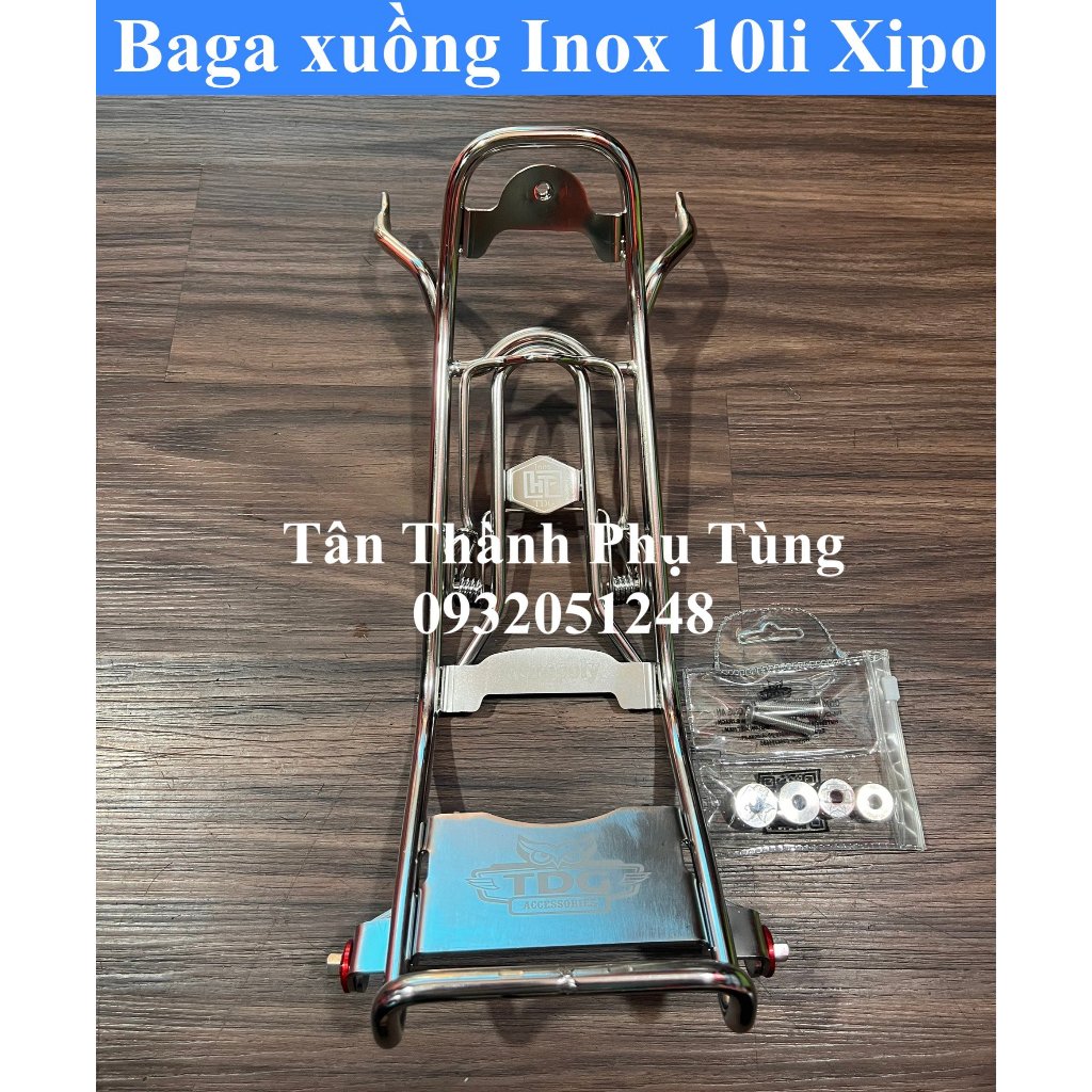 Baga xuồng Inox 10li Sport Xipo, Satria 2k, RG110, RGV120 loại dày kèm khâu ốc ( Inox 201) phụkiệnxemáy