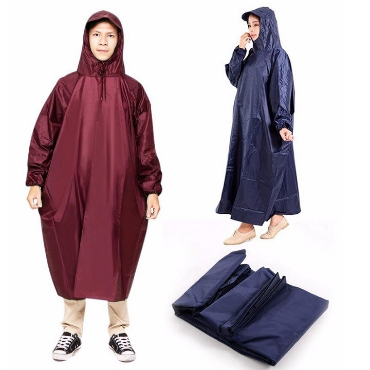 Áo Mưa Vải Dù Siêu Bền Kín Người  1 Người Áo Mưa Không Xẻ Tà