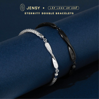 Lắc tay đôi bạc s925 cao cấp jensy "eternity" ltdj2, vòng tay cặp đôi bạc nam nữ tình yêu