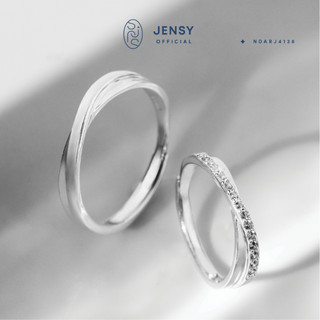Nhẫn đôi bạc dát đá đan chéo s925 cao cấp jensy "seraphines " ndarj4138. nhẫn đôi bạc 925 nam nữ