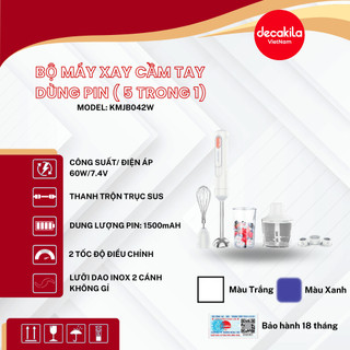 Máy xay sinh tố cầm tay, máy đánh trứng, xay thịt đa năng 5 trong 1 DECAKILA (KMJB042W) công suất 60W, BH 18 năm