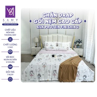 Bộ Chăn Ga Gối Lụa Tencel Coolsilk SAMY BEDDING Họa tiết dễ thương mềm mịn