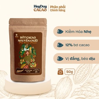 Túi 50g Bột cacao nguyên chất Việt Nam 100% Heyday - Dòng Balanced phổ thông
