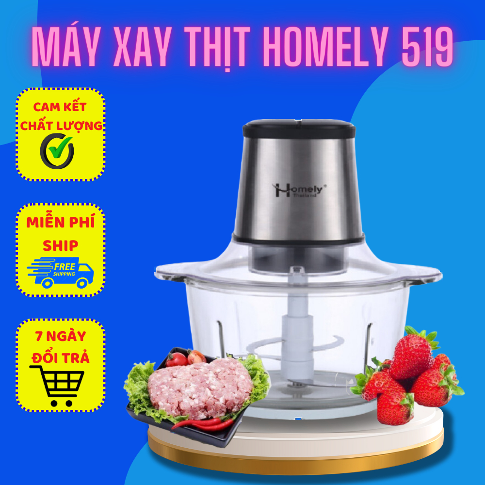 máy xay thịt, cá homely HL-519, máy xay thịt đa năng cối xay thủy tinh, bảo hành 12 tháng