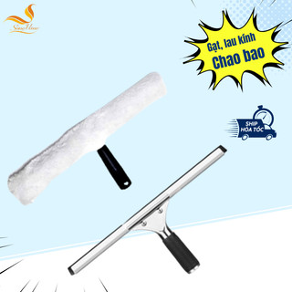 Bộ tay lau kính, bộ gạt kính inox 35cm ChaoBao, có thể nối dài, hàng nhập khẩu cao cấp