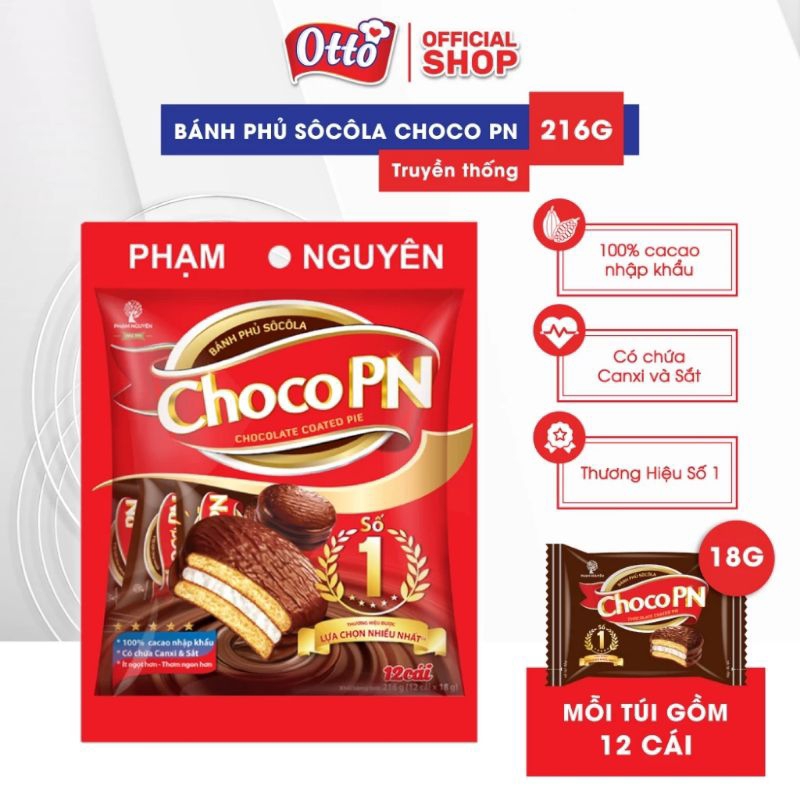 Bánh Choco PN Phạm Nguyên bịch 12 cái 216g