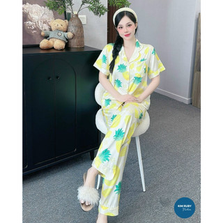 Bộ Pijama nữ mặc nhà tay ngắn quần dài Kim Ruby Fashion chất lụa latin cao cấp mềm mượt thoáng mát không nhăn may kỹ