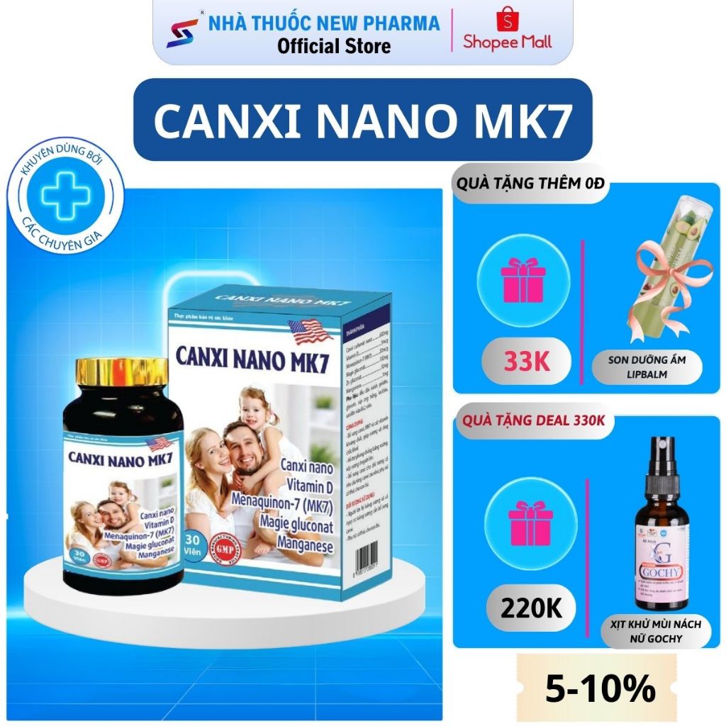 Canxi Nano MK7 DƯỢC PHẨM 24H MC Bổ Sung Canxi, MK7, Vitamin Phụ Nữ Có Thai, Phát Triển Hệ Xương