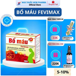 Bổ Máu Fevimax Gold Bổ Sung Sắt, Acid Folic Cho Người Thiếu Máu, Phụ Nữ Mang Thai Và Cho Con Bú - Hộp 60 Viên