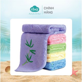 [Combo 2] Khăn Mặt Sợi Tre 100% Niva WP1 Thấm Hút Vượt Trội An Toàn Cho Da, Trơn Kích Thước 280x480 mm