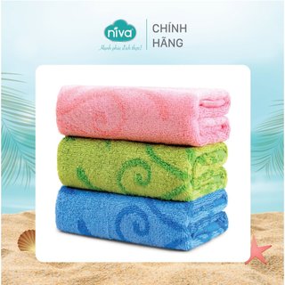 [Combo 2] Khăn Mặt Sợi Tre Pha Cotton Tự Nhiên Niva WJ2 Mềm Mịn An Toàn Cho Da Họa Tiết Hoa Văn Kích Thước 280x480 mm
