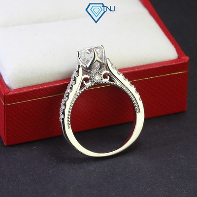 Nhẫn nữ bạc đính full Moissanite viên chủ 6.5ly kèm thẻ tra cứu đẹp lấp lánh, sang trọng NNM0038 - Trang Sức TNJ