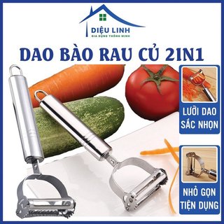 Dao bào rau củ, nạo rau củ inox 2 trong 1 - dao bào sợi - dụng cụ dao gọt vỏ, bào sợi củ quả 2 đầu, khắc dieulinhshop
