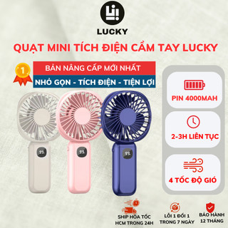 Quạt cầm tay mini DELADEP tích hợp đèn pin và sạc dự phòng tiện lợi, 4 mức độ pin 4000mAh