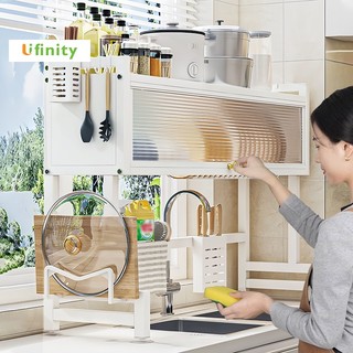  Lifinity Kệ Để Chén Đĩa-Kệ Tủ Nhà Bếp Có Nắp Đậy Thông Minh Trên Bồn Rửa Bát 2 Tầng 