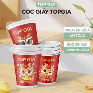 Cốc giấy cao cấp Top Gia dùng 1 lần cho ngày Tết, SET 50 cái 240ml thân thiện với môi trường