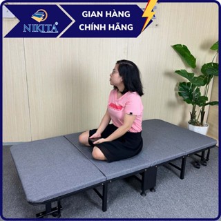 Giường Gấp 4 Khúc - Chính Hãng Nikita - Đệm Dày Chịu Lực Cao, Có Chân Chống Trượt