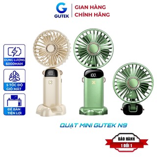 Quạt Cầm Tay Mini Gutek N9 5 Tốc Độ Gió Pin 6000mah Sạc Tích Điện Kèm Dây Đeo Và Chân Để Bàn