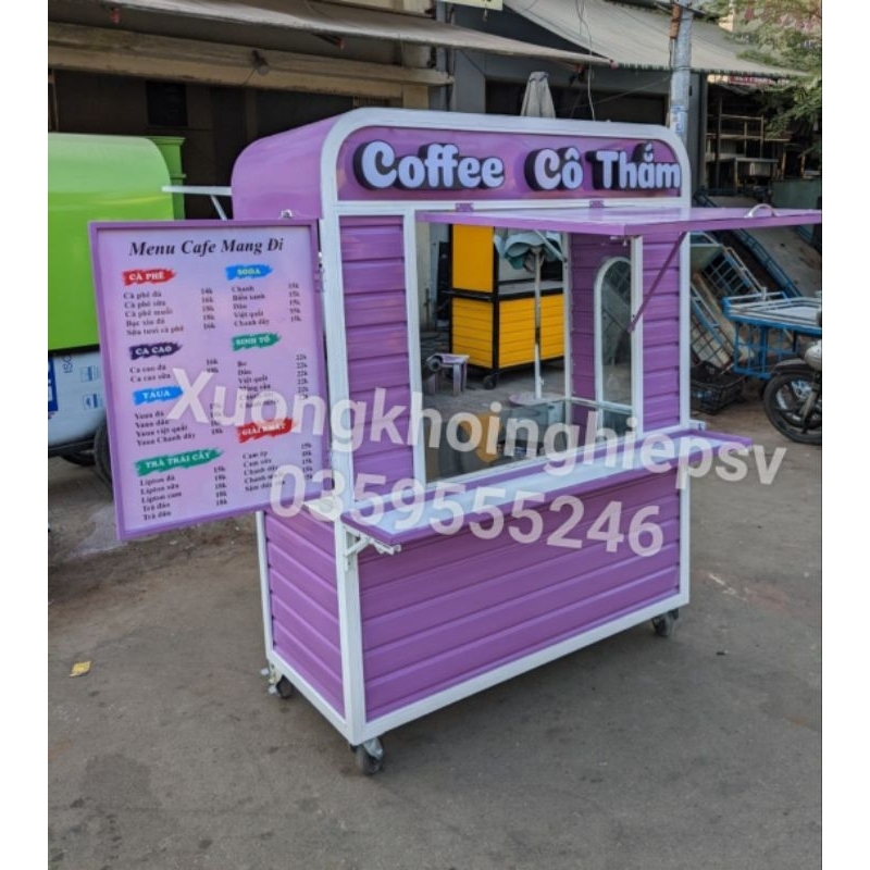xe cafe take Away Di Động,Xe bán cafe bánh mì lưu động tiện lợi phù hợp bán đồ ăn vặt