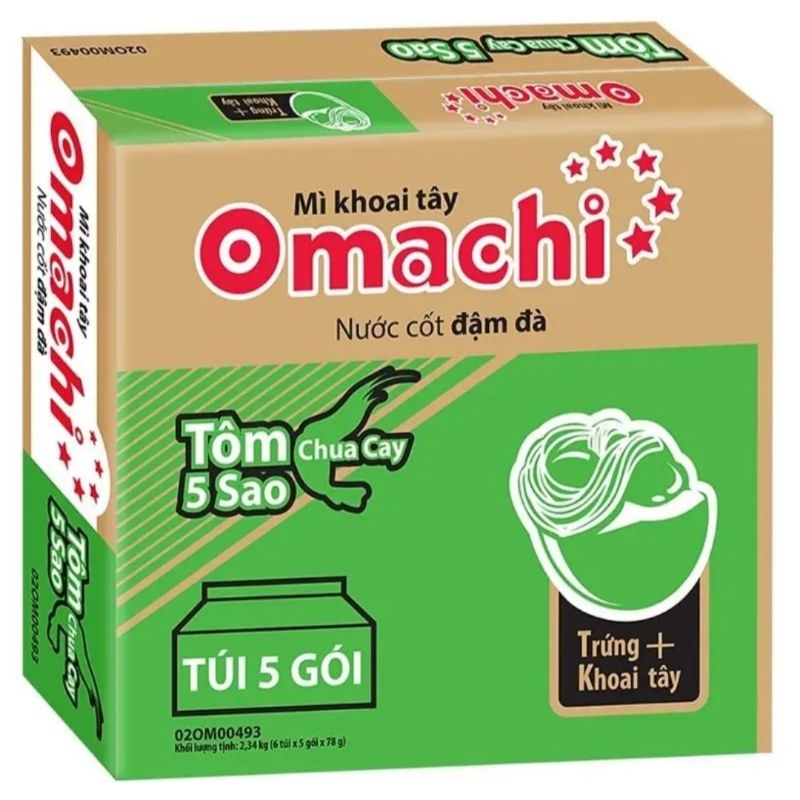 thùng mì Omachi 30 gói mỗi gói 80g nhiều vị