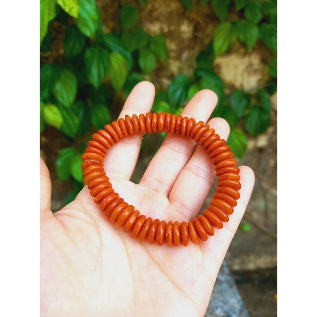 Vòng tay amber hổ phách cam bánh xe tự nhiên