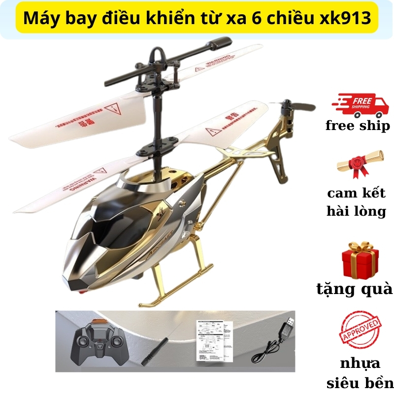 Máy bay điều khiển từ xa 6 chiều đan hướng xk913 - có đèn led - pin sạc - bền bỉ - chống va đập