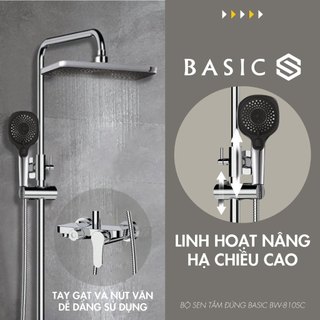Bộ Sen Cây Tắm Đứng Basic BW-810SC Kiểu Dáng Nghệ Thuật, Chống Gỉ, Chịu Lực Tốt, Thao Tác Tiện Lợi