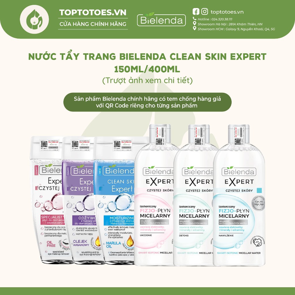 Nước Tẩy Trang Bielenda Clean Skin Expert Làm Sạch Sâu Cho Mặt, Mắt, Môi 150Ml/400Ml