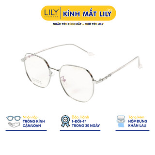 Gọng kính mắt tròn nam nữ LILYEYEWEAR chất liệu kim loại cứng cáp thanh mảnh kiểu dáng thời trang 97834