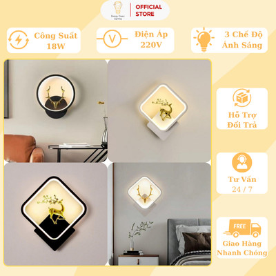 Đèn Tường , Đèn Phòng Ngủ Energy Green Lighting Đầu Hươu DT-7298 ,Chú Hươu DT-7297 - 3 Chế Độ Ánh Sáng - BH 1 Năm