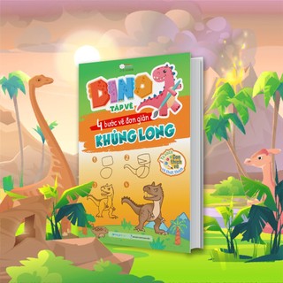 Sách dino tập vẽ - 4 bước vẽ đơn giản khủng long - mgb
