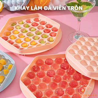 Khay Làm Đá Bi Tròn 37 Viên, Khuôn Làm Thạch Viên, Kèm Nắp Khử Mùi, Nhựa PE An Toàn Thực Phẩm