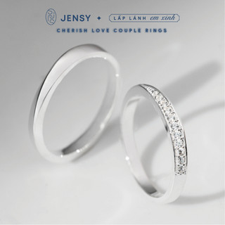 Nhẫn đôi bạc s925 cao cấp jensy "cherish love" ndarj7177. nhẫn đôi bạc nam nữ