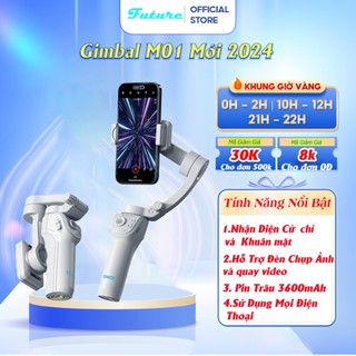 Tay cầm gimbal điện thoại M01, Gimbal chống rung 3 trục xoay 360 độ, Gymbal điện thoại hỗ trợ quay phim chụp ảnh