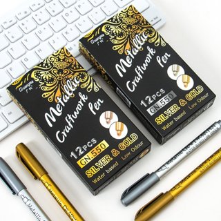  HỘP 12 CÂY BÚT VIÊT THIỆP CƯỚI NHŨ KIM LOẠI VÀNG VÀ BẠC 