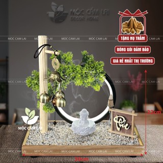  Tiểu Cảnh Xông Trầm tượng Chú Tiểu ĐẾ RẢI SỎI BONSAI KÈM CHUÔNG GIÓ Decor Trang Trí  Chọn Chữ Tặng Nụ Trầm  