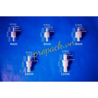 Van 1 chiều nhựa, vòi chống nhiễu 4mm 6mm 8mm 10mm 12mm - Propack