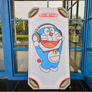 Giường lưới mầm non, sơ sinh, mẫu hoạt hình cho bé yêu - giường 2 thanh đỡ Em Bé Vàng lưới