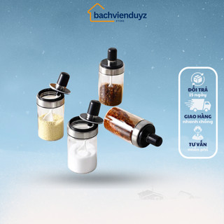 Lọ Đựng Gia Vị Thủy Tinh Cao Cấp, Hũ Đựng Gia Vị Kiểu Dáng Hiện Đại Có Thìa Tiện Lợi ( Giá Rẻ )