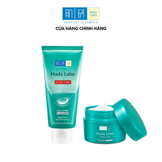   VB  Combo làm sạch dưỡng ẩm cho da dầu mụn da nhạy cảm Hada Labo Acne Care Calming  Sữa rửa mặt 80g + Kem dưỡng 50g  