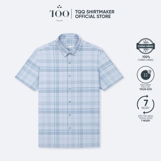 Áo sơ mi nam TQQ Seamless không đường may SMK10C màu chì họa tiết kẻ ô mềm mịn trọng lượng siêu nhẹ không cần là