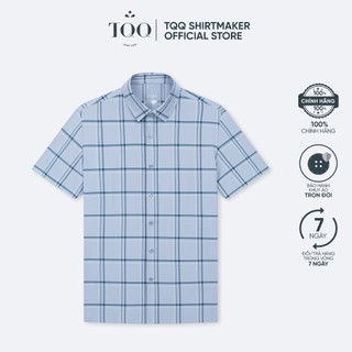Áo sơ mi nam TQQ Seamless không đường may SMK17C màu chì họa tiết kẻ ô mềm mịn trọng lượng siêu nhẹ không cần là