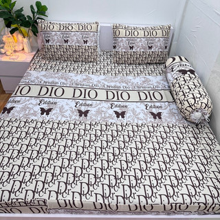 Bộ ga thun hàn quốc dior kem