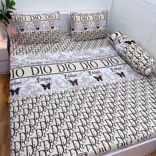 Bộ Ga Thun Hàn Quốc Dior Kem ( ko mền 4 món)