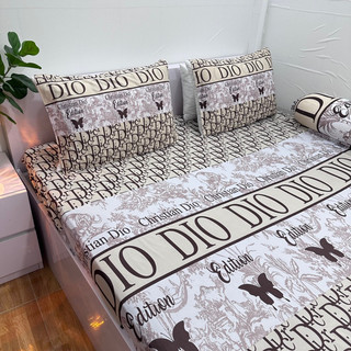 Bộ Ga Thun Hàn Quốc Dior Kem ( ko mền 4 món)