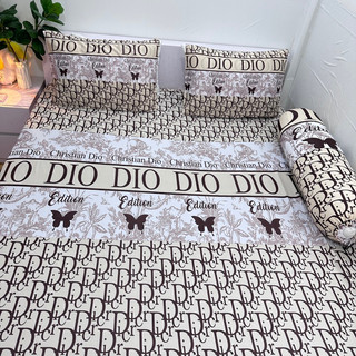 Bộ Ga Thun Hàn Quốc Dior Kem ( ko mền 4 món)