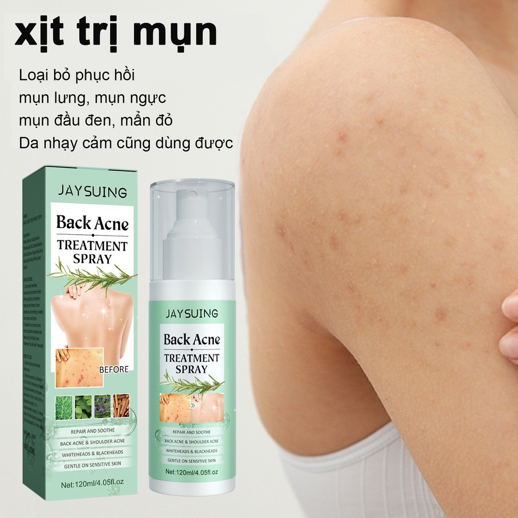Tinh Chất Loại Bỏ Mụn Lưng Jaysuing Back Acne - Xịt Thảo Dược Hỗ Trợ Đánh Bay Mụn Lưng, Hết Viêm Nang Lông Ngực, Mông