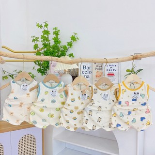 Combo 3 bộ thun tăm chất mát min,hình họa tiết đáng yêu cho bé trai,bé gái