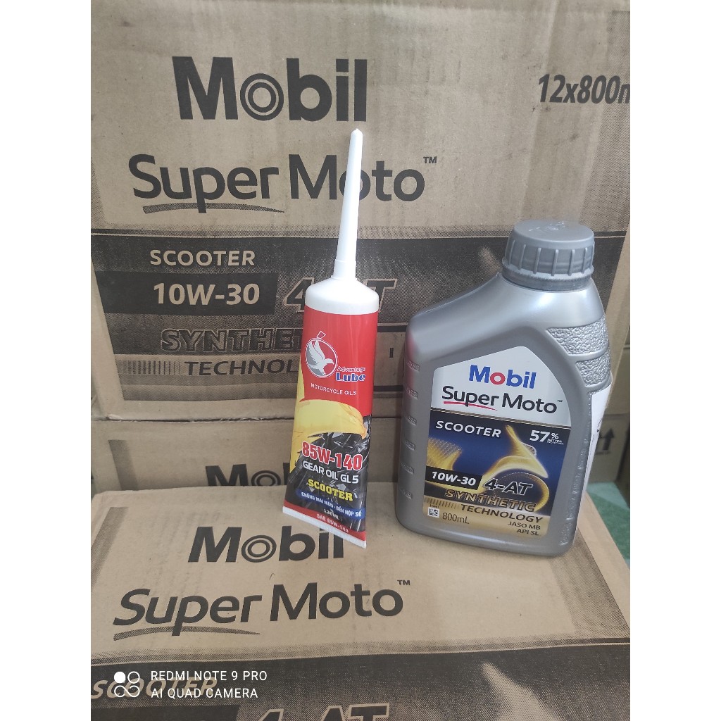 Dầu Nhớt Mobil Super Moto Scooter xe tay ga 10w30 800ml - nhập khẩu - tặng nhớt hộp số 85w140