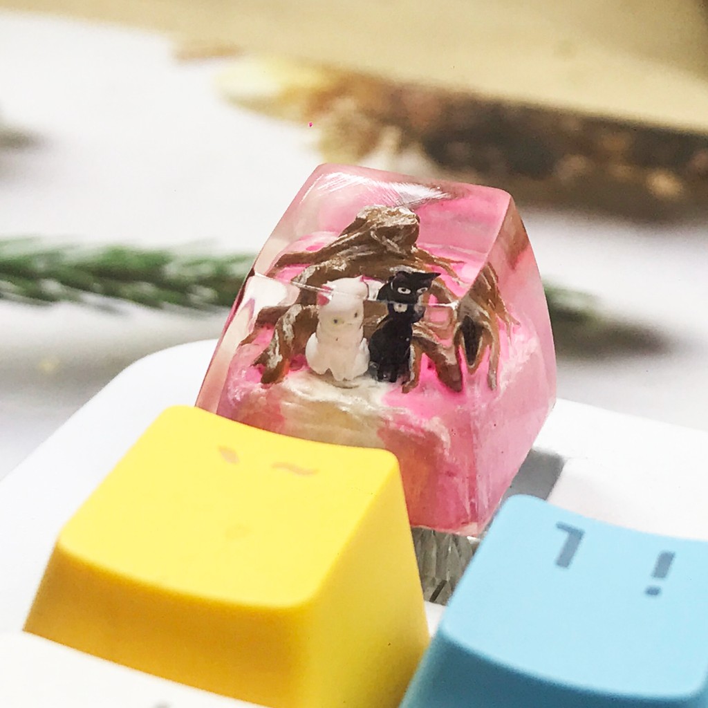 Jiji và Lily keycap, Kiki's delivery service, nút bàn phím Kiki's, keycap thủ công, 1u keycap, quà t